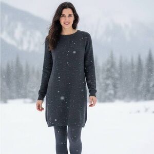 Vince Charcoal Wool Cashmere Long Sleeve Round Neck Sweater Dress Size Small